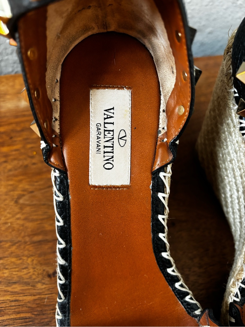 Valentino Garavani Rock Stud Leather Wedge Sandals 37(7) Price is firm - Picture 3 of 13